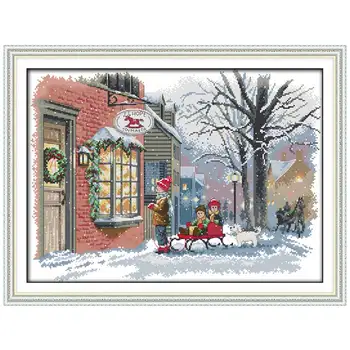 

Christmas wishes counted printed on the canvas 11CT 14CT DIY kit wholesale Chinese Cross Stitch embroidery needlework Sets