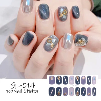 

Lamemoria 16Tips Nail Art Full Cover Self Adhesive Stickers Transfer Wraps Waterproof Sparkling Nail Stickers Decals Manicure