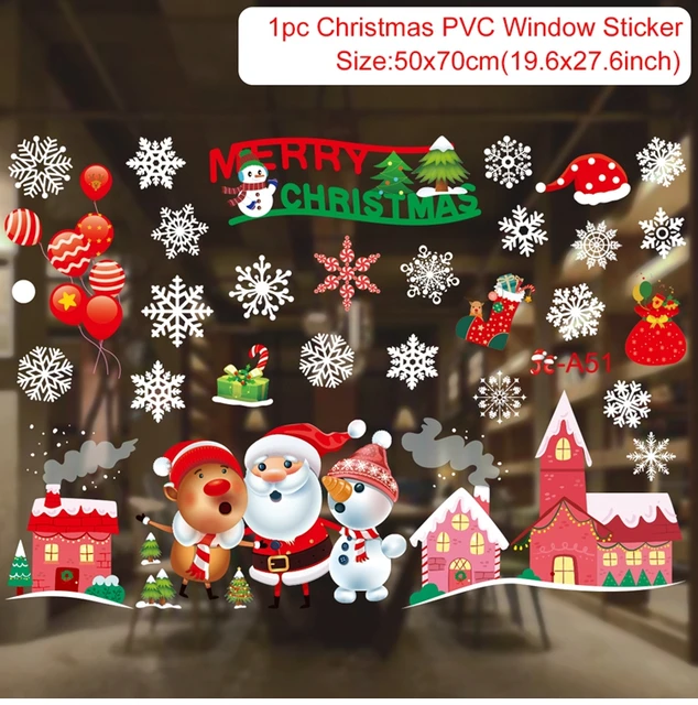 Christmas Window Stickers Merry Christmas Decorations For Home Christmas Wall Sticker Kids Room Wall Decals New Year Stickers 22