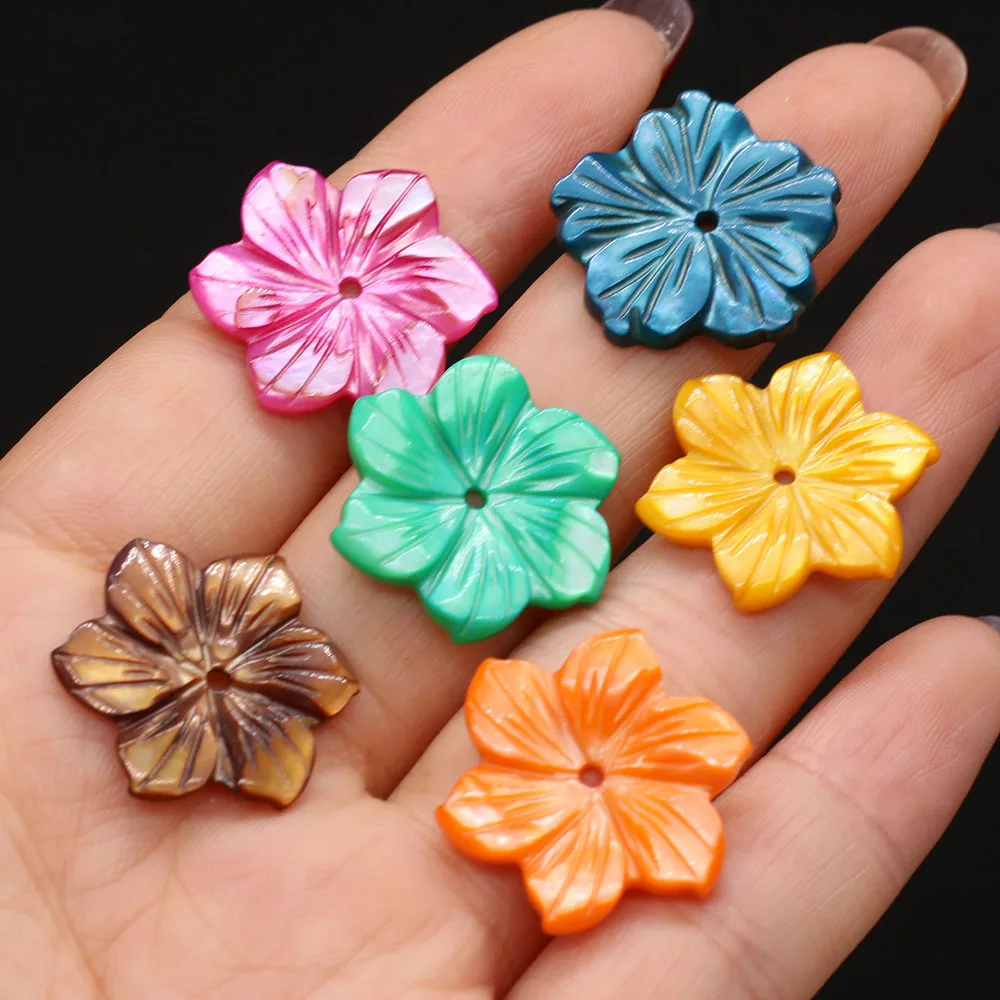 

5pcs Natural Mix Colors Five Petal Flower Shell Pendant Charm for Jewelry Making Necklace Earrings Women Gift Size 20mm