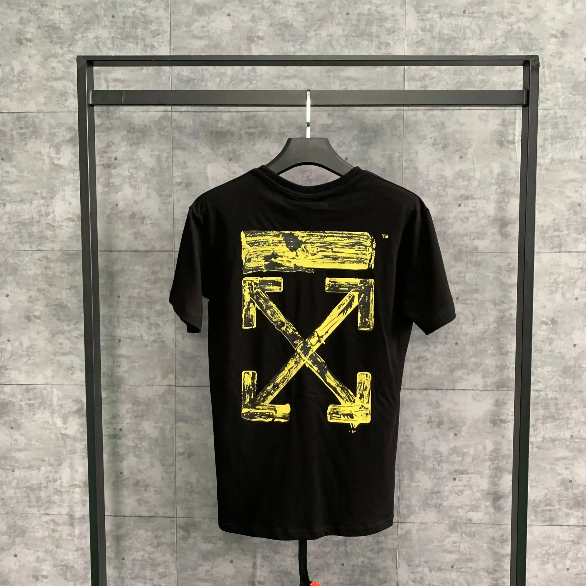 19SS OFF-WHITE высокое качество OW бронзовая градиентная стрелка пара короткий рукав Футболка - Цвет: Черный