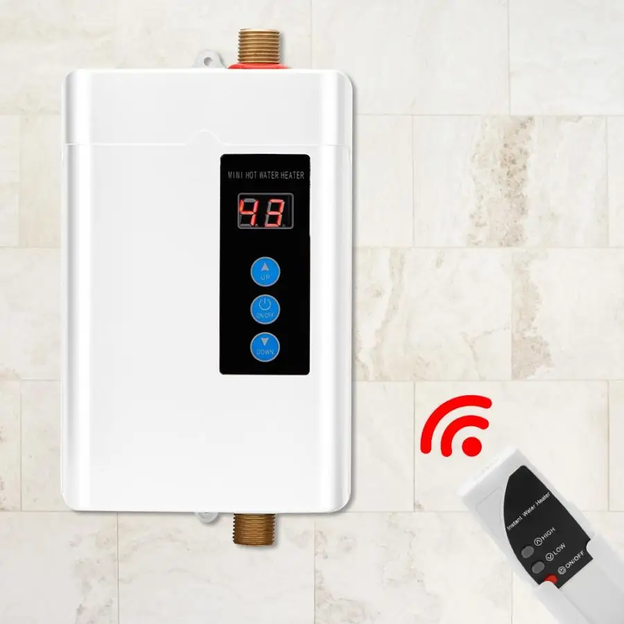 Electric Water Heater Electric Tankless Water Heater 4 Gears Mini Hot Instantaneous Water Heater System for Kitchen Bathroom 110-240V