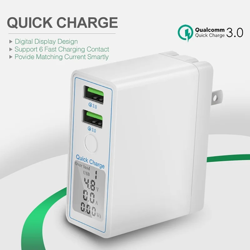 usb charger Tongdaytech USB зарядное устройство 36 Вт двойной USB Quick Charge 3,0 Led дисплей телефон быстрое зарядное устройство Carregador Portatil для Iphone samsung - Тип штекера: usb charger