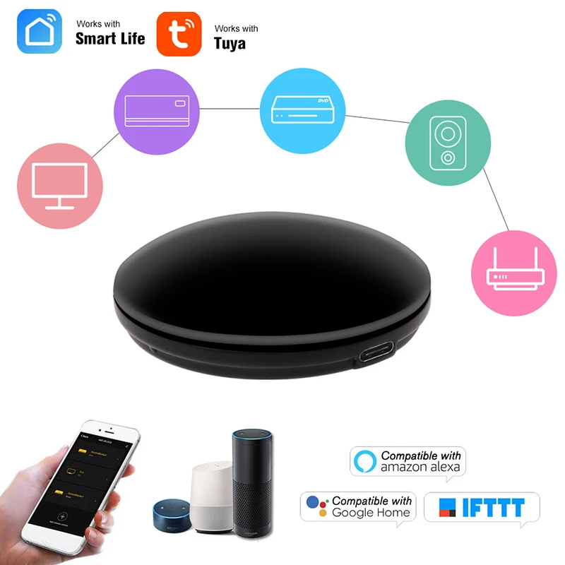 FrankEver Smart IR Remote Controller All in One WiFi IR Blaster Controller Universal Repeater Hub Work with Alexa Tuya APP FrankEver Smart IR Remote Controller All in One WiFi IR Blaster Controller Universal Repeater Hub Work with Alexa Tuya APP