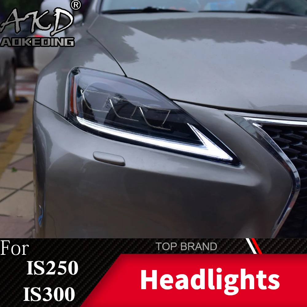 Автомобильный чехол для Lexus IS250 фары 2006-2012 IS300 светодиодный фонарь DRL Объектив Двойной Луч