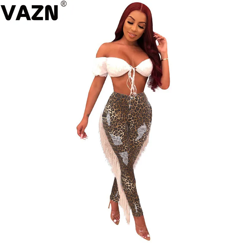 leopard VAZN ME350 Топ леопардовый узор специальная кисточка сексуальный ночной клуб мягкий умный Эластичный Пояс оплетка Джокер женские длинные узкие брюки - Цвет: leopard