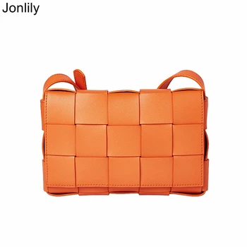 

Jonlily Women Genuine Leather Woven Small Box Bag Female Shoulderbag Elegant Crossbody Bag Fashion Daily Shopping Purse -KG211