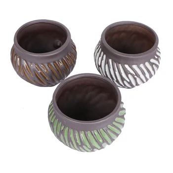 

3PCS Vintage Creative Ceramic Bonsai Decoration Flowerpot Ornament Succulent Container for Garden Office Home Window
