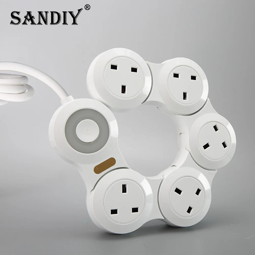 Power Strip 4/5 Way White Outlets UK Electrical Plug Socket Dual USB Ports Adapter Folding style
