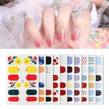 12 conseils/feuille couverture complète conseils ongles autocollant personnalité dessin animé français aubergine marguerite enveloppes adhésif bricolage Nail Art décor(China)