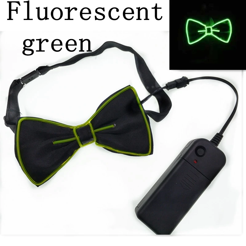 Светодиодный светящийся мужской галстук-бабочка, светящийся мигающий для танцевальной вечеринки, рождественской вечеринки, украшения для вечеринки - Цвет: Флуоресцентный зеленый