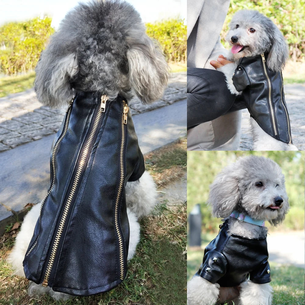 Fashion Dog Clothes Cool Leather Dog Jacket Coat Warm Winter Pet
