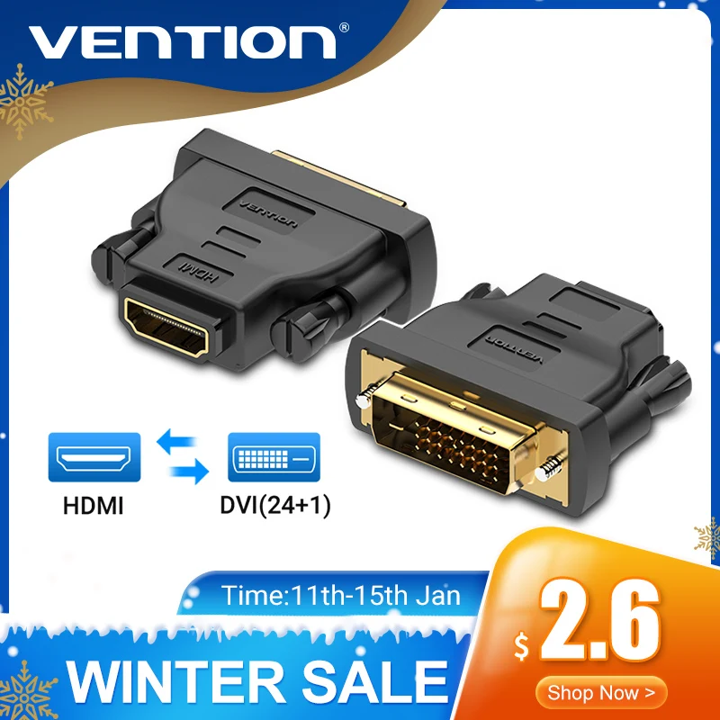 Адаптер Vention DVI HDMI двунаправленный D 24 + 1 Папа Женский преобразователь кабельного