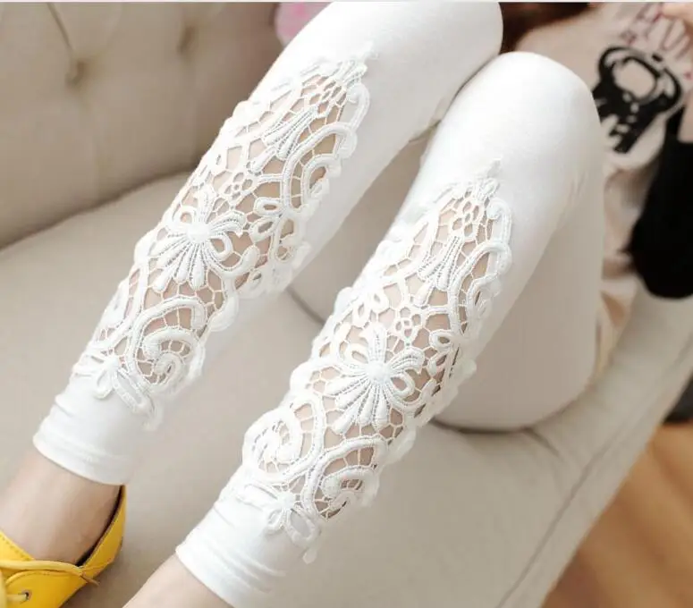 K055 Hollow White LJCUIYAO женские леггинсы алмазные леггинсы кружевные полые фитнес эластичные с высокой талией повседневные штаны белые черные женские s размера плюс одежда - Цвет: K055 Hollow White