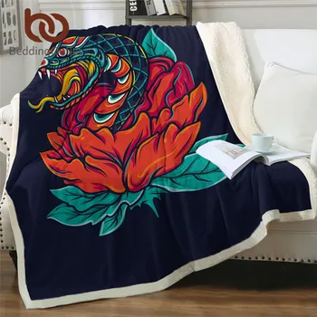

BeddingOutlet Flower Pink Blanket Snake Plush Blanket Watercolor Peony Sherpa Fleece Blanket Floral Throw Blanket couverture