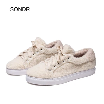 

Winter White Shoes Women Platform Sneakers with Fur Fashion Brand Ladies Plush footware Female Warm zapatos de mujer Patchwork