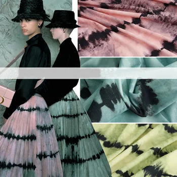 

100X145cm Europe and America Fashion Ink Dyeing Cotton Fabric For Woman Summer Pleated skirt DIY Cloth Sewing