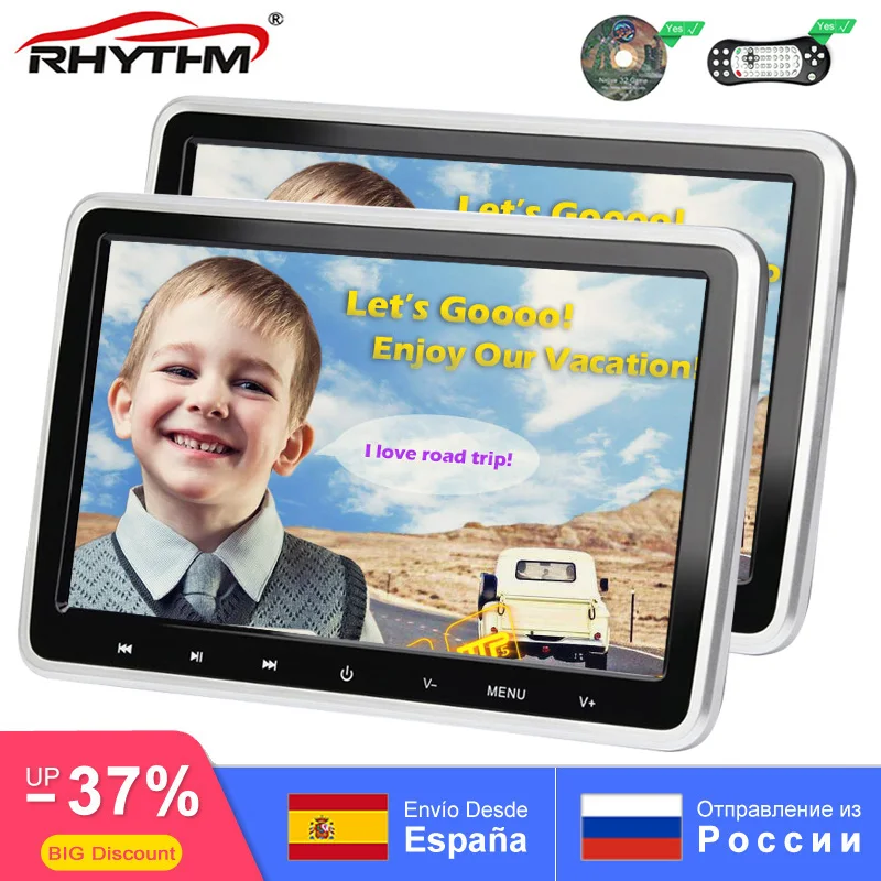 10 1 дюймов Автомобильный подголовник ТВ монитор DVD видео 1024x600 Кнопка экрана игра