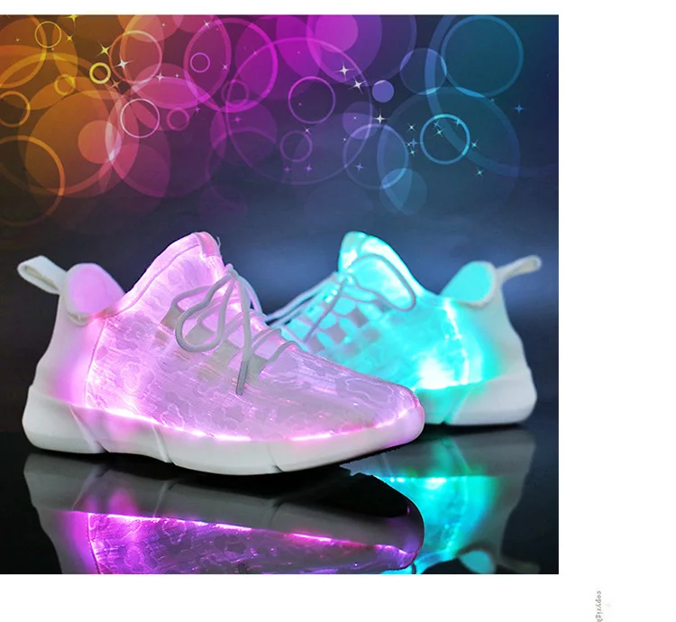 Size25-46 Fiber Optic Fabric Light Up Shoes 11 Colors Flashing Teenager Girls&Boys USB Rechargeable Luminous Sneakers with Light