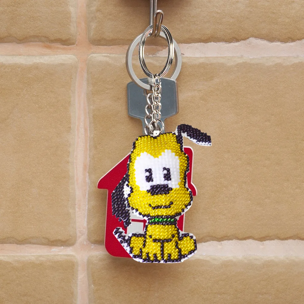 Stamped DIY Dog Monkey Handmade Craft Bead Cross Stitch Keychain Printed Embroidery Needlework Key Ring Kit Decor for Gifts cross stitch kit cross stitch tools
