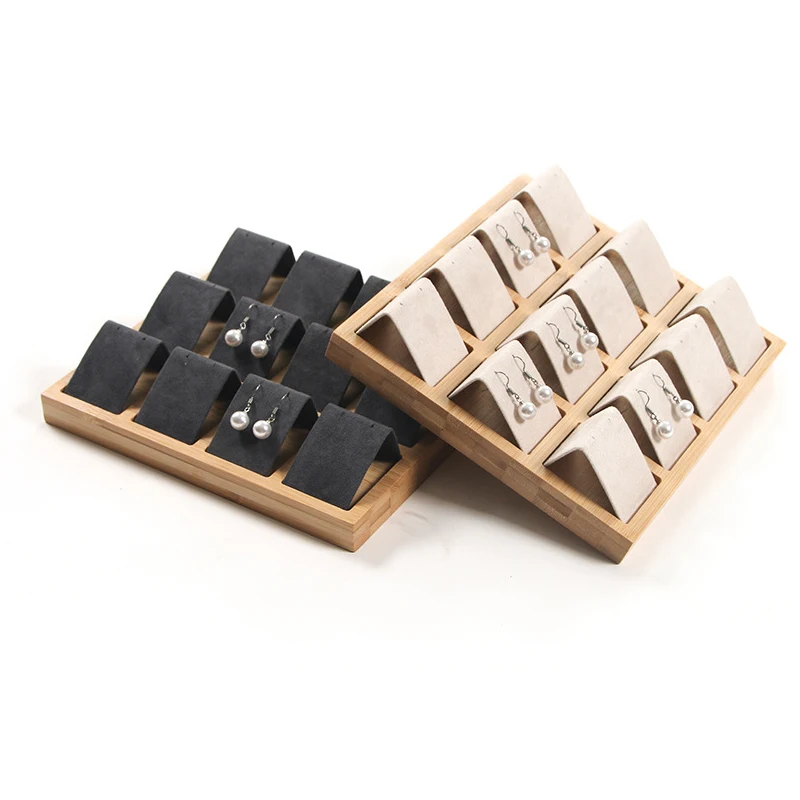 Бамбуковые 12-образные арочные серьги деревянные полка для хранения завершающие