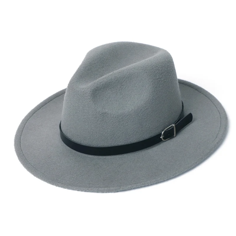 Черная шляпа федора фетровая женская мужская шляпа джазовая модные шляпка женская шапка осенняя зимний женские шляпы - Цвет: Color 8