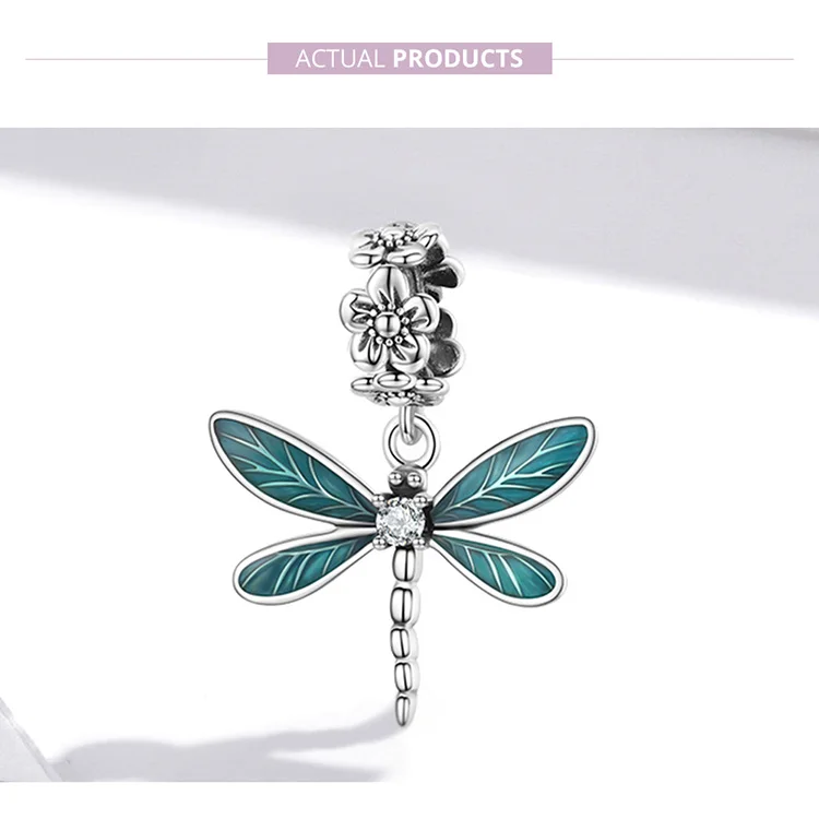 evil eye necklace bamoer Genuine 925 Sterling Silver Gorgeous Dragonfly Pendant Charm Fit Women Original Bracelet or Necklace Fine Jewelry Gift hoop earrings