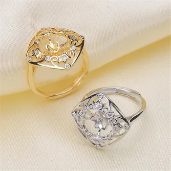 

Pearl fittings factory diy jewelry making Adjustable Blank Ring Base Settings Gold Filling Classic Ring Findings for Women charm