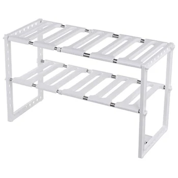 

Under Sink 2 Tier Expandable Shelf Organizer Rack, White (Expand From 15 to 26 Inches)