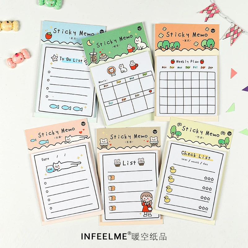 30 Sheets Pack Cute Animal To Do List Sticky Notes Pads Cat Strawberry Cartoon Self Stick Note Memo Pad For Learn Supplies Memo Pads Aliexpress