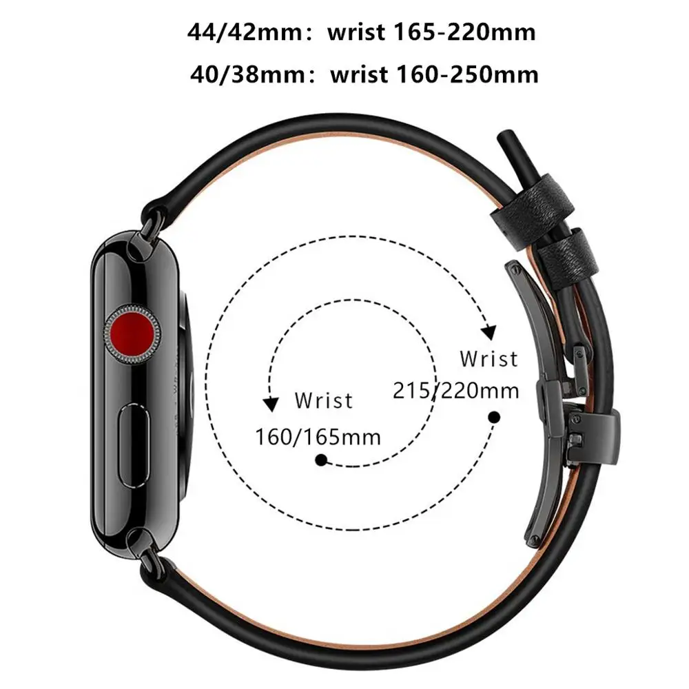 Ремешок из натуральной кожи для Apple Watch, 4 ремешка, 44 мм, 40 мм, iWatch, 42 мм, 38 мм, Бабочка, пряжка, браслет, Apple Watch 3, 2, 1