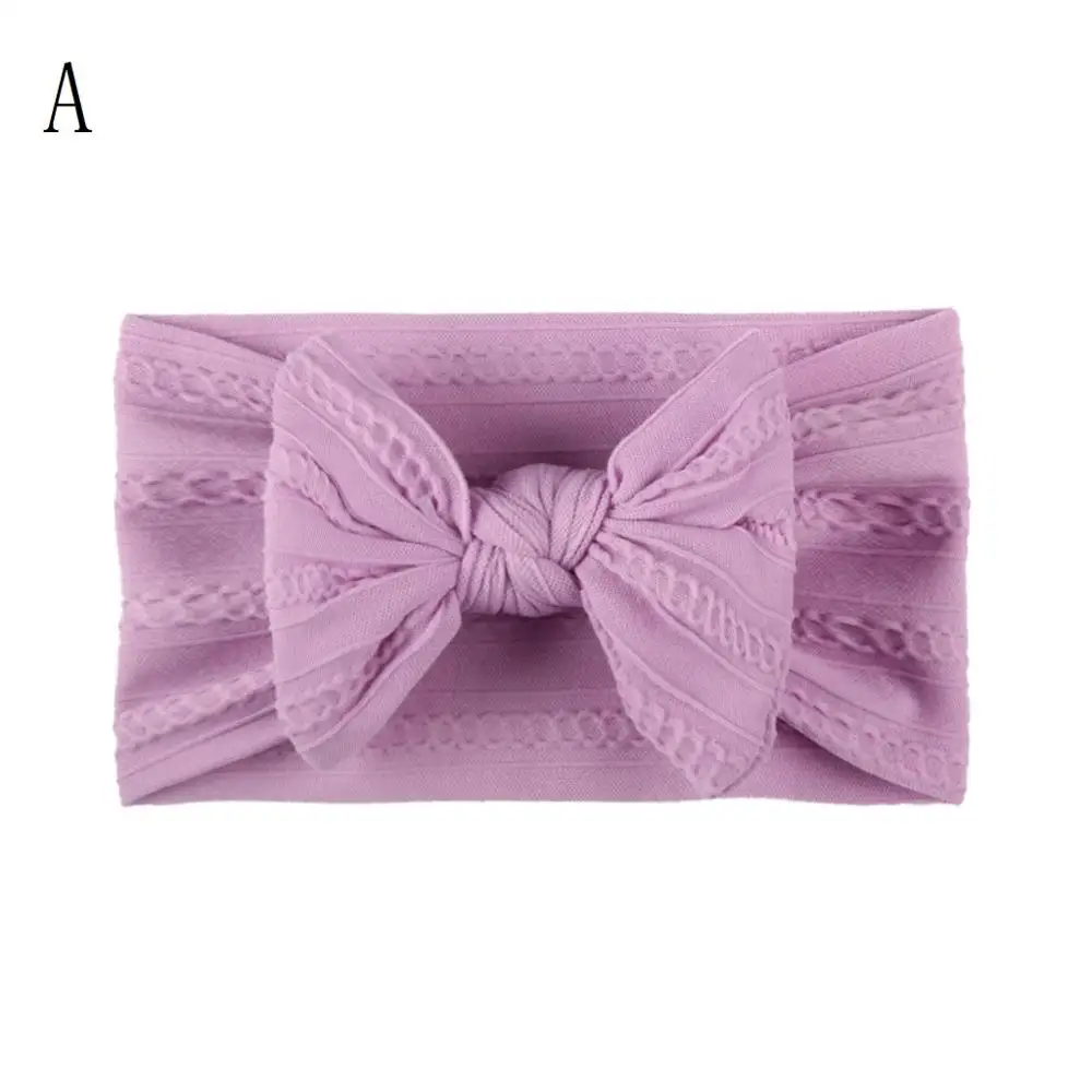 

18 COLORS New Braid Nylon Bow Headbands Cable Knit Solid Wide Nylon Headbands Turban Baby Girls Head Wrap Ribbed Nylon Headband