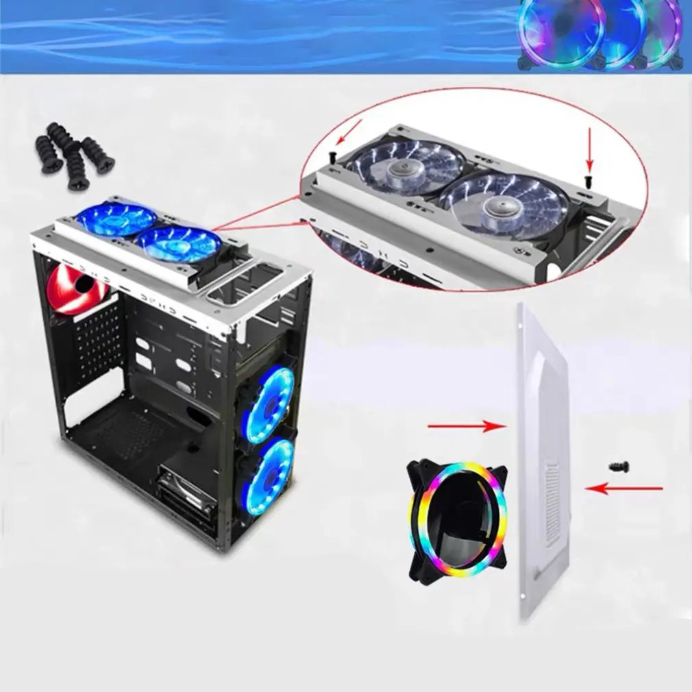 Hot 120mm PC Computer Case Fan Cooling Cooler Adjustable RGB Led 12V Mute Ventilador PWM RGB Case Fans Adjust Speed For Computer