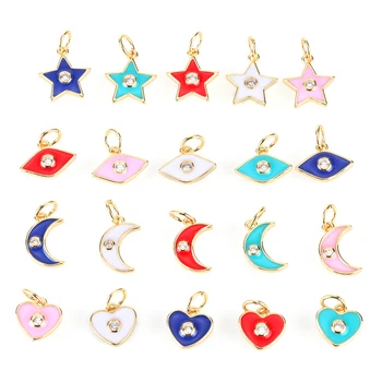 

Charm Charms Pendant for Jewelry Making Vintage Copper CZ Zircon Fashion Moon Star Eye Heart Diy Necklace Accessories Wholesale