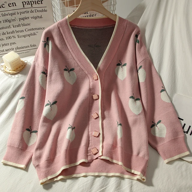 Peach Knit Cardigan Sweater | Pink Oversize Cardigan Knit | Peach Cardigans  Women - Cardigan - Aliexpress