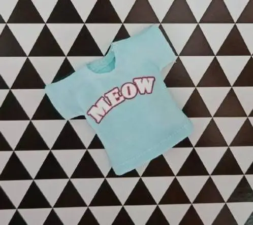 blue T-shirt Повседневная Одежда для кукол Blyth, футболка с коротким рукавом для blyth, ob24, barbies, одежда для «пуллип» для 1/6, аксессуары для кукол - Цвет: blue T-shirt