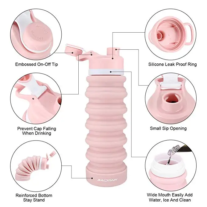 Складная бутылка для воды, для путешествий, на открытом воздухе, силиконовая складная, портативная, легкая, 25 унций, бутылка для воды для спорта, туризма, кемпинга