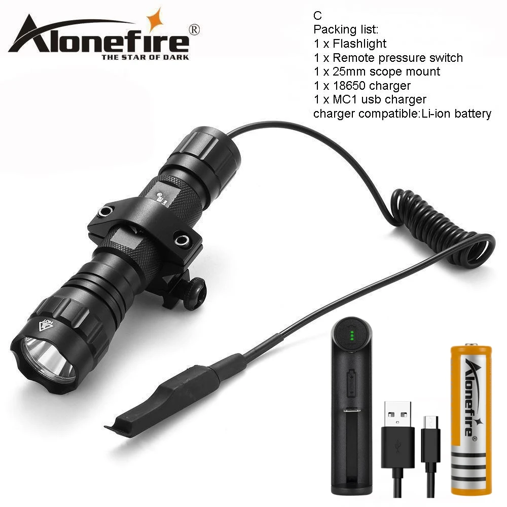 Tactics flashlight C AloneFire 501Bs XM-L T6 L2 светодиодный тактический вспышка светильник 501B фонарь переключатель давления крепление Охотничья винтовка пистолет светильник лампа - Испускаемый цвет: Tactics flashlight C