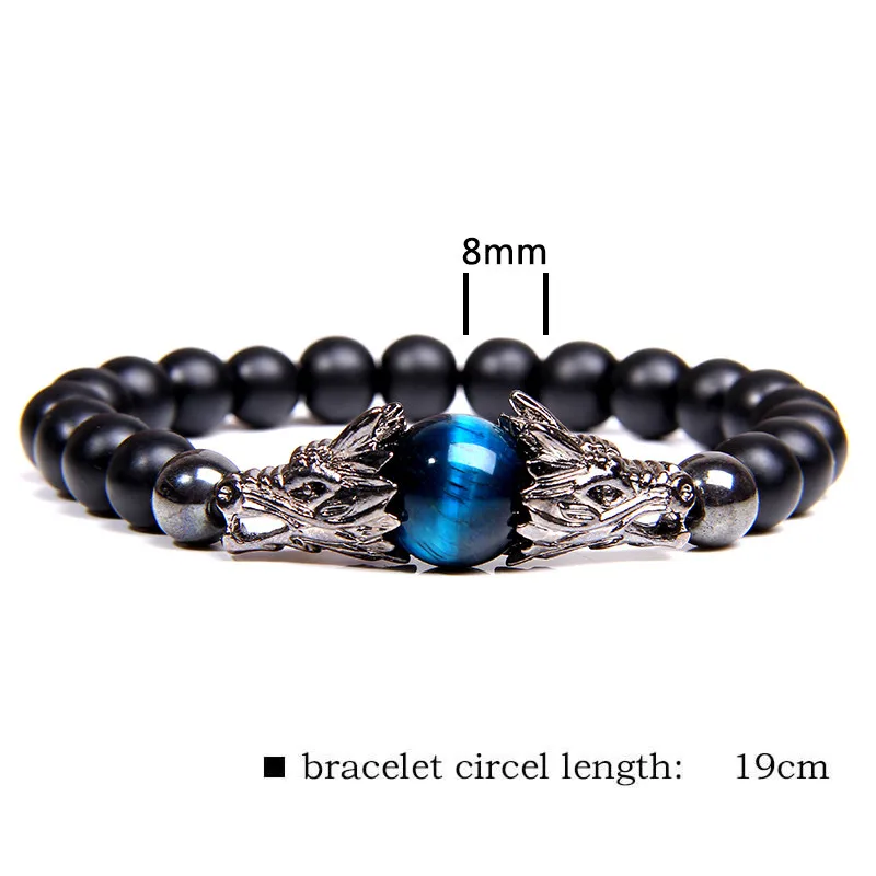 Браслет "тигровый глаз" для женщин Pulseira Masculina мужские ювелирные изделия дракон Bileklik Pulseira 8 мм каменные бусины эластичные мужские браслеты