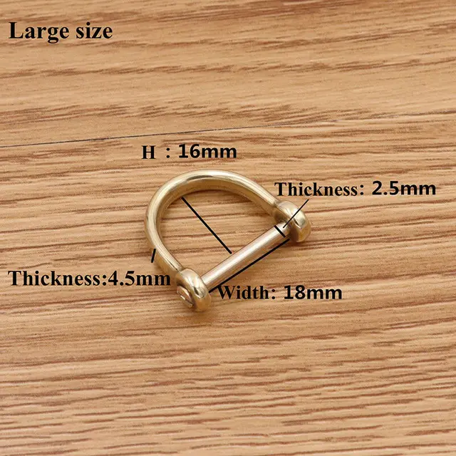 1 x Solid brass D shackle Clasp Metal Buckle Keychain Ring Hook screw pin joint Connecter Bag Strap Clasp Leathercraft Accessory Large