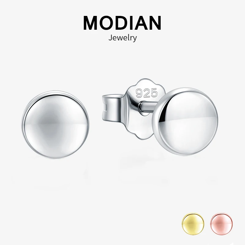 Modian 925 пробы серебряные модные милые роскошные золотые и розовые Золотые круглые серьги-гвоздики для женщин, хорошее ювелирное изделие