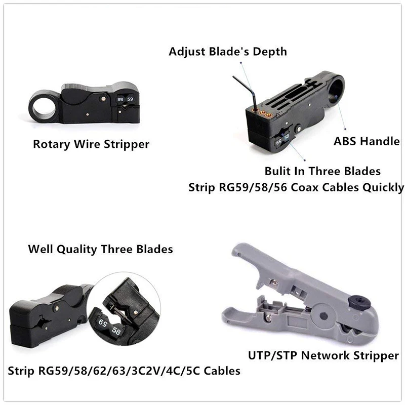 14 шт./компл. Профессиональный RJ45 RJ11 CAT5 CAT5e CAT6 сети Набор инструментов для ремонта UTP LAN Кабельный тестер плоскогубцы Обжимные Щипцы Зажим разъем ПК