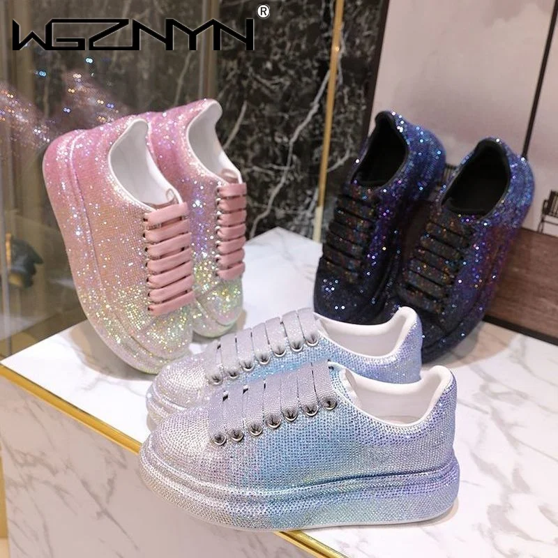 Women Shoes Bling-Rhinestone-Shoes Tide-Shine Fashion Autumn New-Style Ins