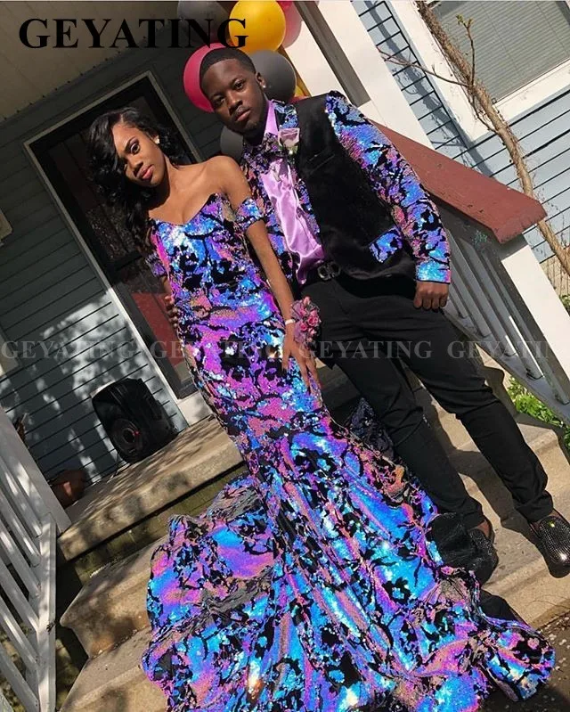 Sparkle Sequin Gekleurde Mermaid Zwarte Meisjes Prom Dresses 2020 Off Shoulder Afrikaanse Graduation Dress Plus Size Semi Formele Gowns Sparkle Sequin Gekleurde Mermaid Zwarte Meisjes Prom Dresses 2020 Off Shoulder Afrikaanse Graduation Dress Plus Size Semi Formele Gowns