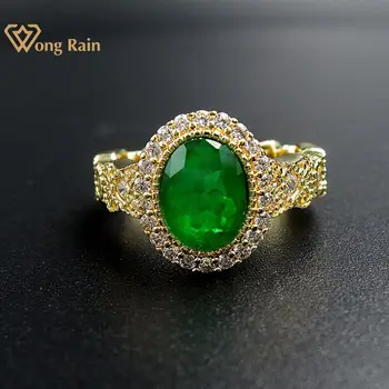 

Wong Rain Vintage 925 Sterling Silver Emerald Ruby Sapphire Gemstone Engagement Wedding Yellow Gold Ring Fine Jewelry Wholesale