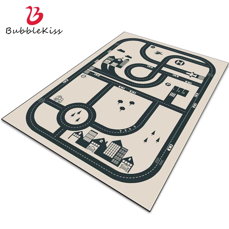 Bubble Kiss Cartoon Train Track Pattern Carpet For Kids Room Ispessito Soggiorno Decor Area Tappeto Kids Play Game Soft Carpet