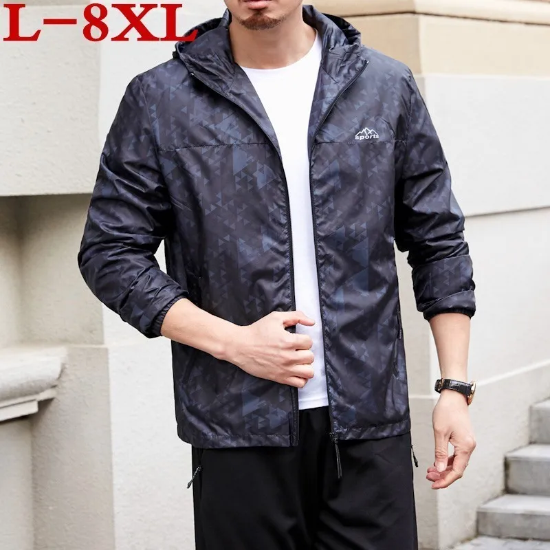8XL размера плюс новая весенняя осенняя куртка-бомбер с капюшоном мужская