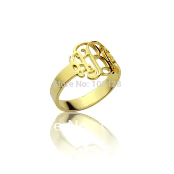 

AILIN Personal Monogram 3 Initial Ring Cut Script Hand Monogrammed Rings Gold Color For Women 0.47