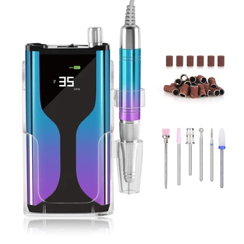 

2020 New Brushless Motor Nail Drilling Machine Rechargeable Nail Cliper Milling Cutter Wireless 35000RPM Electric Nail File