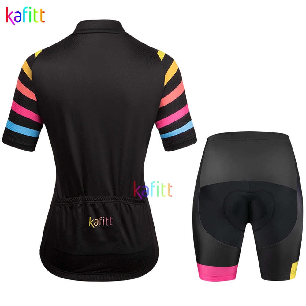 KAFITT Women's Short Sleeve Cycling Jersey Sets Bib Pants Breathable Outdoor Go Pro Team Quick Drying Maillot Mujer Summer cycling jersey cycling jersey set